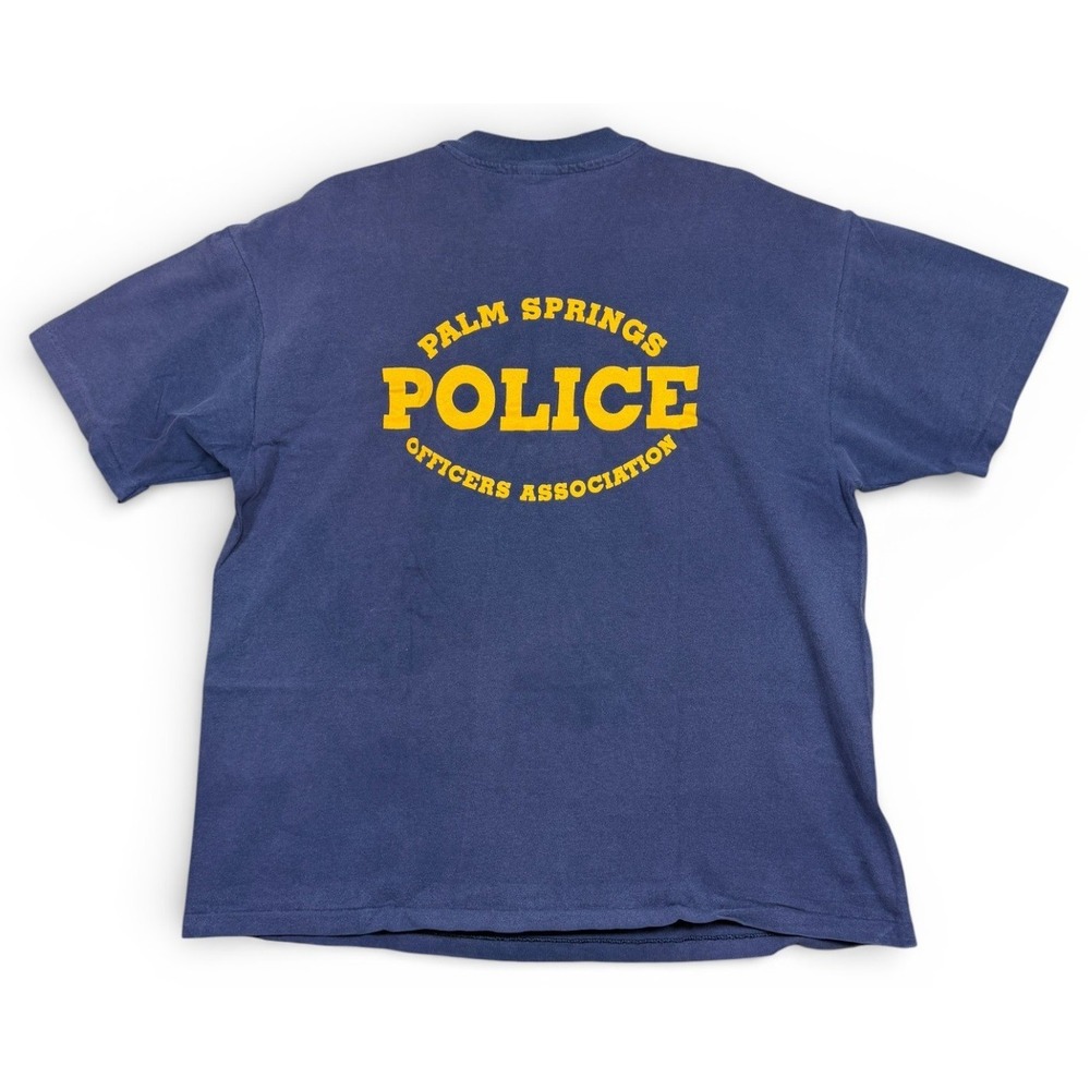Vintage Police Shirt Mens Extra Large Blue Palm Spring Officers‎ Association 90s